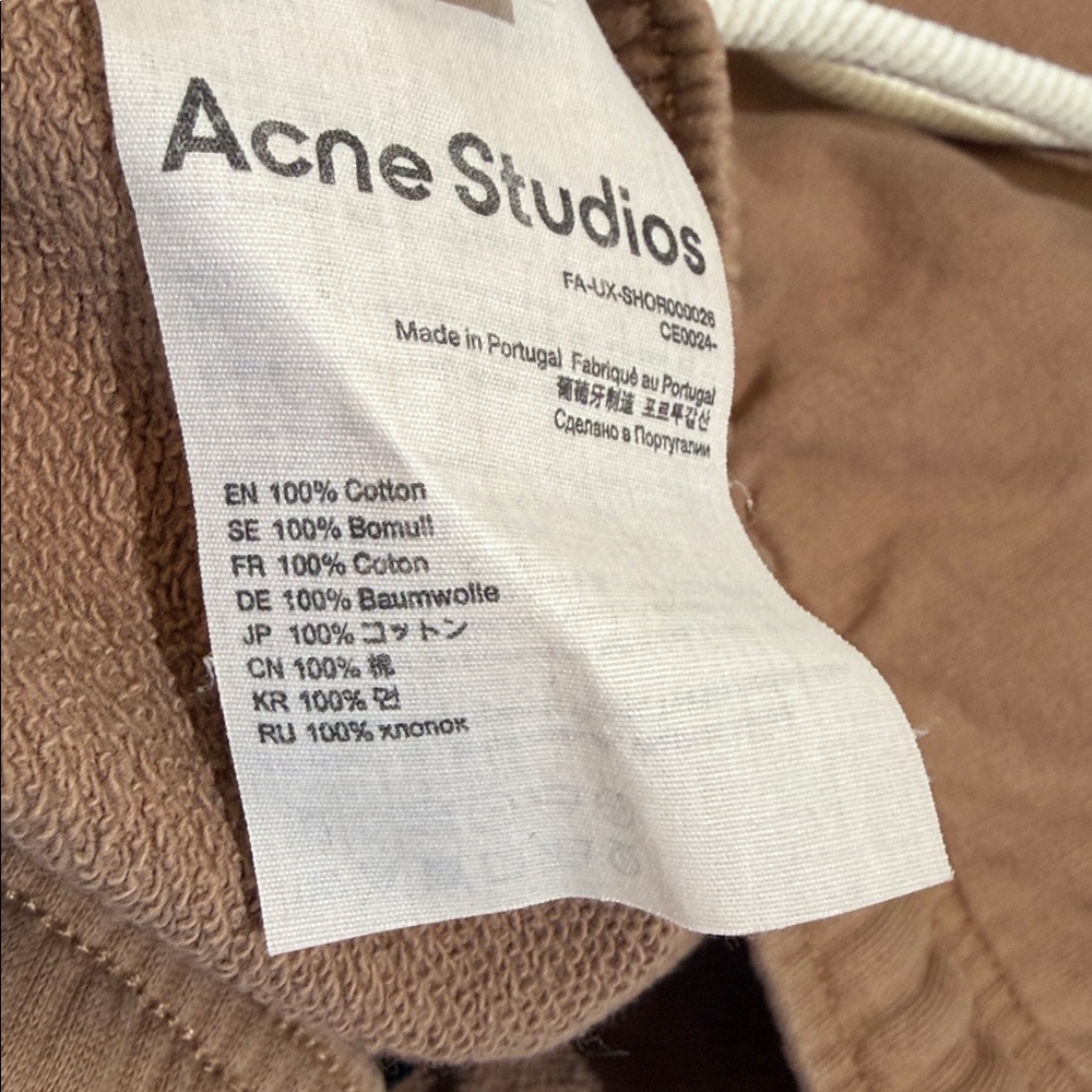 Acne Studios Sweat Shorts Size XXS Light Tan Brown 100% Organic Cotton Like New - Picture 8 of 9